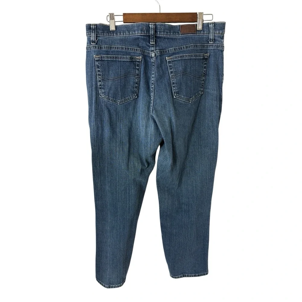Lee Relaxed Straight Leg Jeans‎ Womens 16W Dark Blue Stretch Denim 34x29